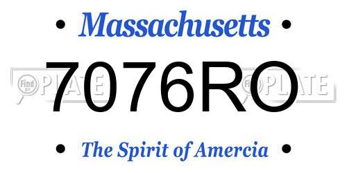 7076RO Massachusetts License Plate