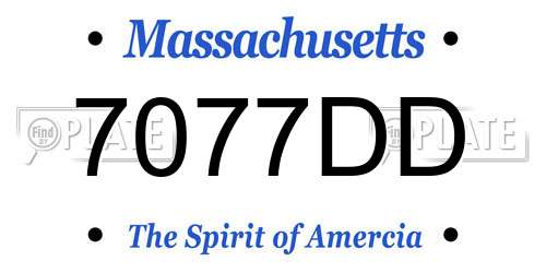 7077DD Massachusetts License Plate