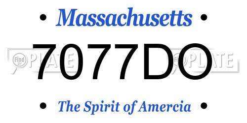 7077DO Massachusetts License Plate