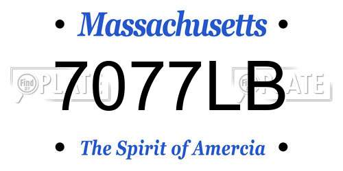 7077LB Massachusetts License Plate
