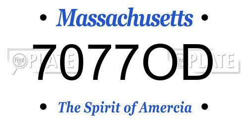7077OD Massachusetts License Plate
