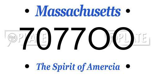 7077OO Massachusetts License Plate