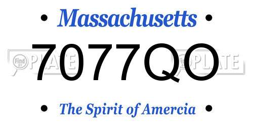 7077QO Massachusetts License Plate