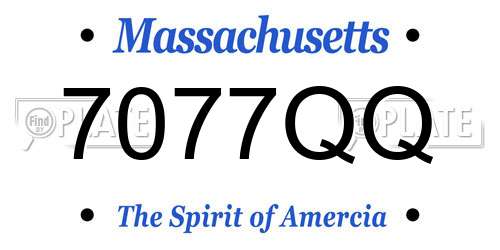 7077QQ Massachusetts License Plate