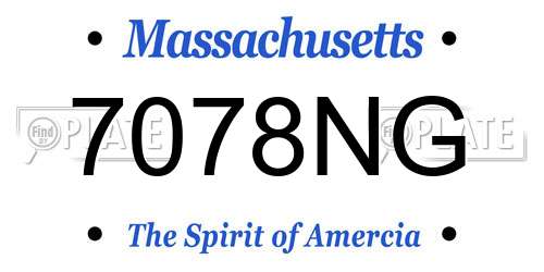 7078NG Massachusetts License Plate