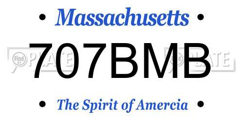 707BMB Massachusetts License Plate