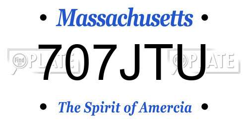 707JTU Massachusetts License Plate