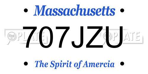 707JZU Massachusetts License Plate
