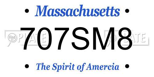 707SM8 Massachusetts License Plate