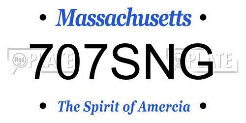 707SNG Massachusetts License Plate