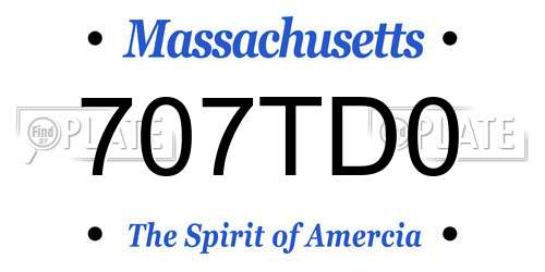 707TD0 Massachusetts License Plate