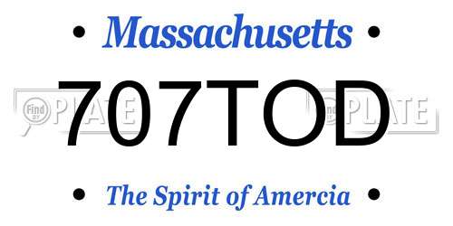 707TOD Massachusetts License Plate