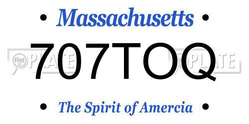 707TOQ Massachusetts License Plate