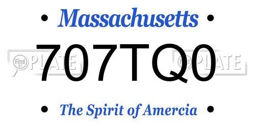 707TQ0 Massachusetts License Plate