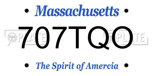 707TQO Massachusetts License Plate
