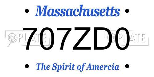 707ZD0 Massachusetts License Plate