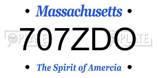 707ZDO Massachusetts License Plate