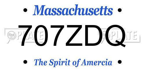 707ZDQ Massachusetts License Plate