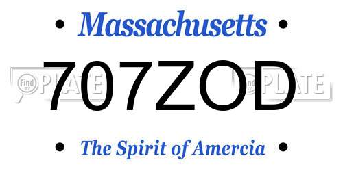 707ZOD Massachusetts License Plate