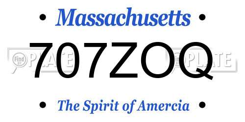 707ZOQ Massachusetts License Plate