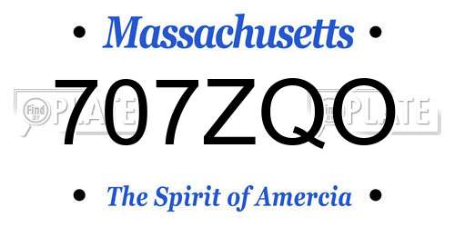 707ZQO Massachusetts License Plate
