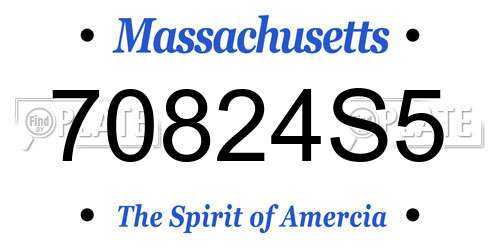 70824S5 Massachusetts License Plate
