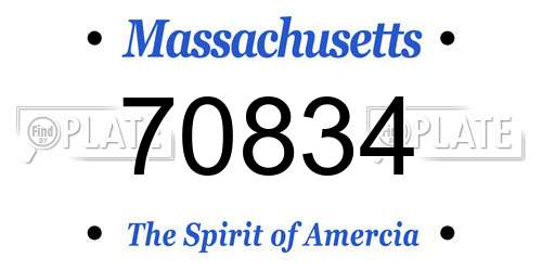 70834 Massachusetts License Plate