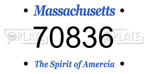 70836 Massachusetts License Plate