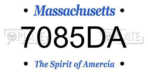7085DA Massachusetts License Plate
