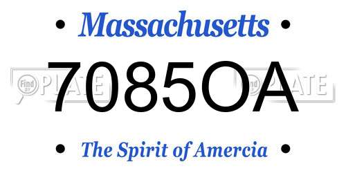 7085OA Massachusetts License Plate