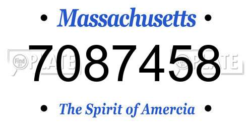 7087458 Massachusetts License Plate