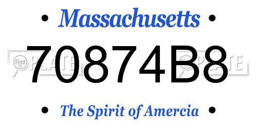 70874B8 Massachusetts License Plate