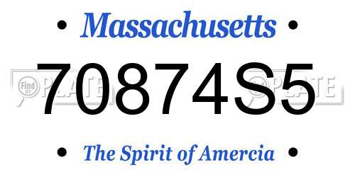 70874S5 Massachusetts License Plate