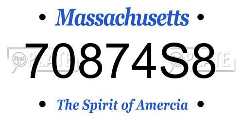 70874S8 Massachusetts License Plate