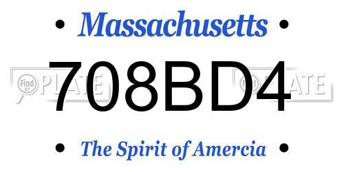 708BD4 Massachusetts License Plate