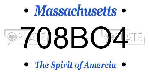 708BO4 Massachusetts License Plate