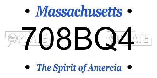 708BQ4 Massachusetts License Plate