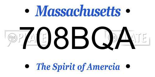 708BQA Massachusetts License Plate
