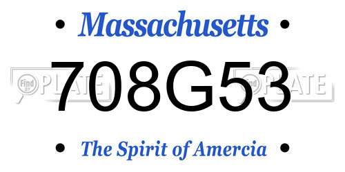 708G53 Massachusetts License Plate