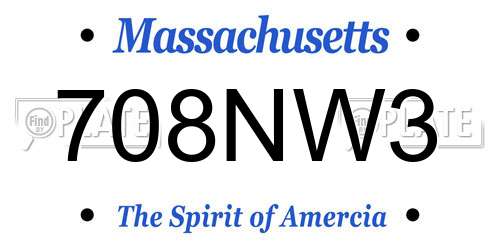 708NW3 Massachusetts License Plate