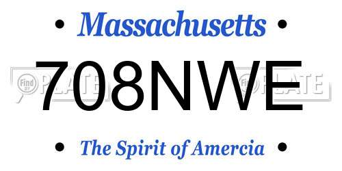 708NWE Massachusetts License Plate