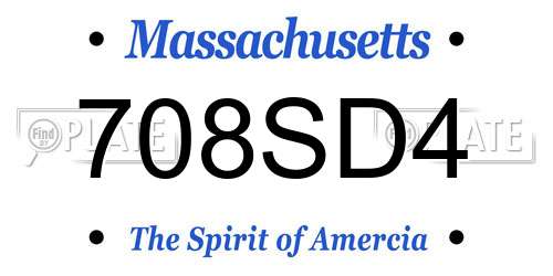 708SD4 Massachusetts License Plate