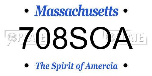 708SOA Massachusetts License Plate