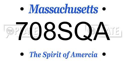 708SQA Massachusetts License Plate