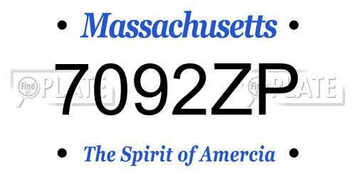 7092ZP Massachusetts License Plate