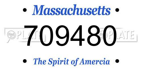 709480 Massachusetts License Plate