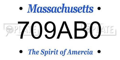 709AB0 Massachusetts License Plate