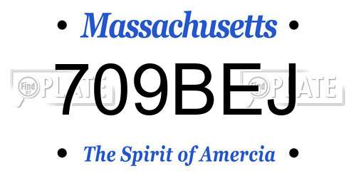 709BEJ Massachusetts License Plate
