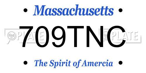 709TNC Massachusetts License Plate