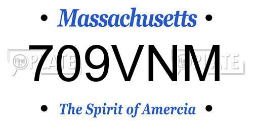 709VNM Massachusetts License Plate